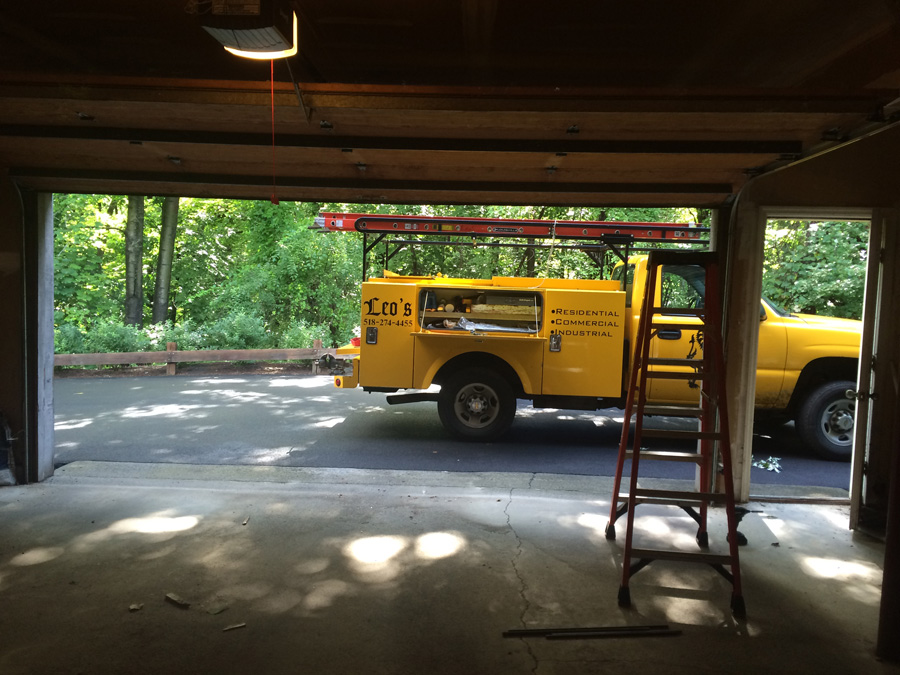 Overhead door repair in progress